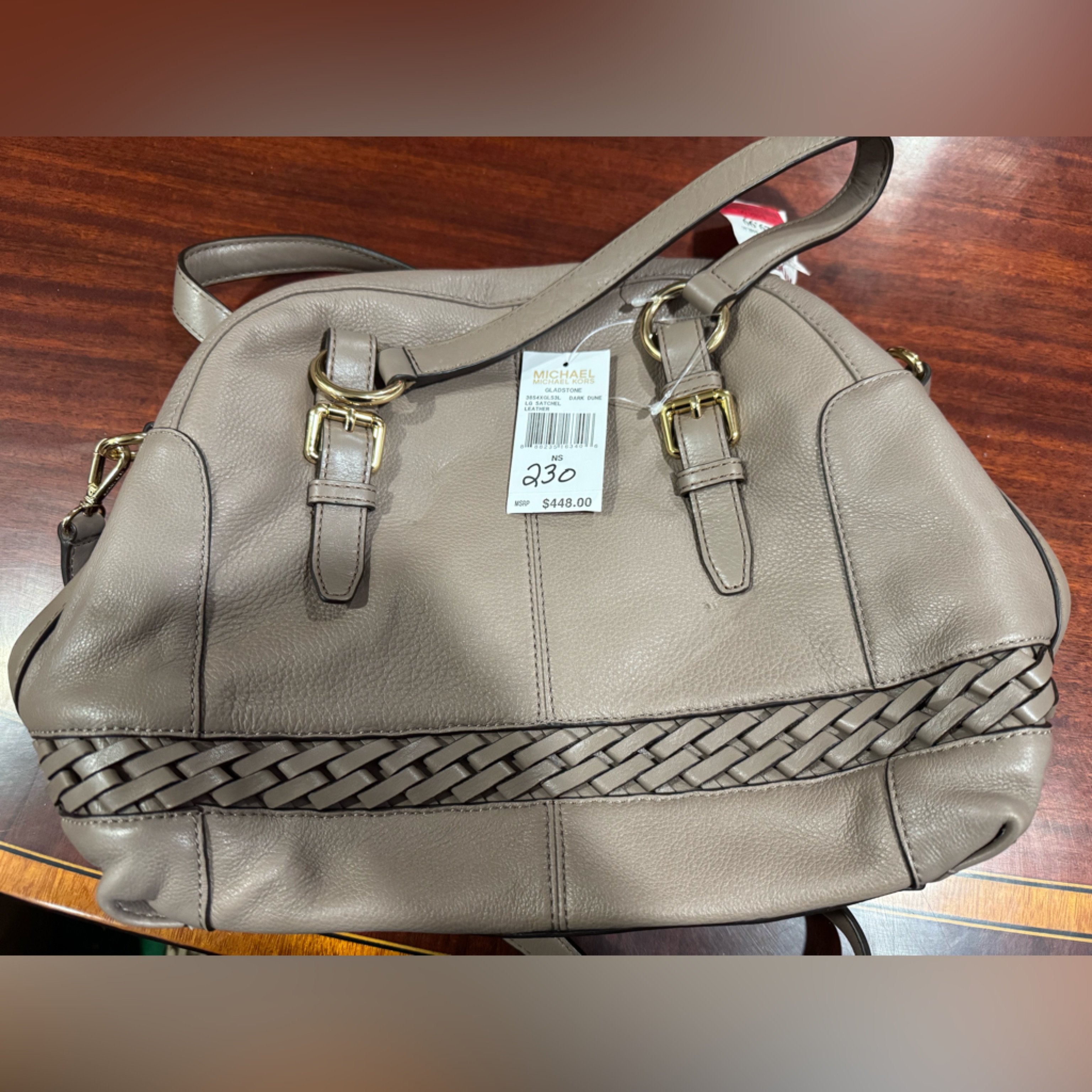 Michael Kors Tan Shoulder Bag With Braided Trim Women’s Large Purse